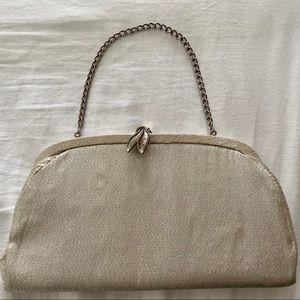 Vintage 1950s silver Lurex clutch purse